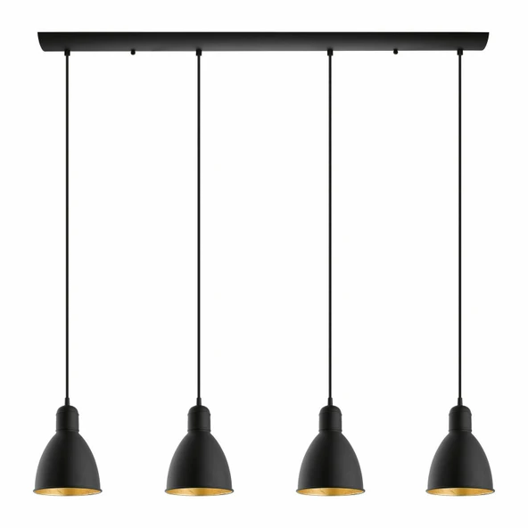 Rsylight Retro Metal Masa Üstü Rustik 4 Lü Siyah Sarkıt Avize genişlik 100 cm ürün görseli 1