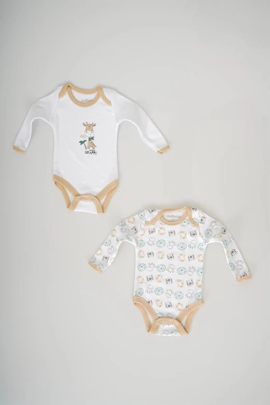 ERKEK BEBEK 2Lİ PAMUK DESENLİ UZUN KOL ZIBIN BADİ ürün görseli 1