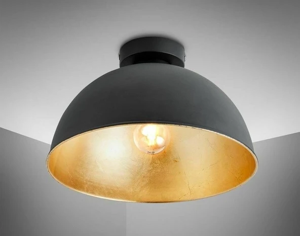 Rsylight Retro Metal Dekoratif Rustik Siyah Tavan Plofyoner Avize Çap 30 cm ürün görseli 1