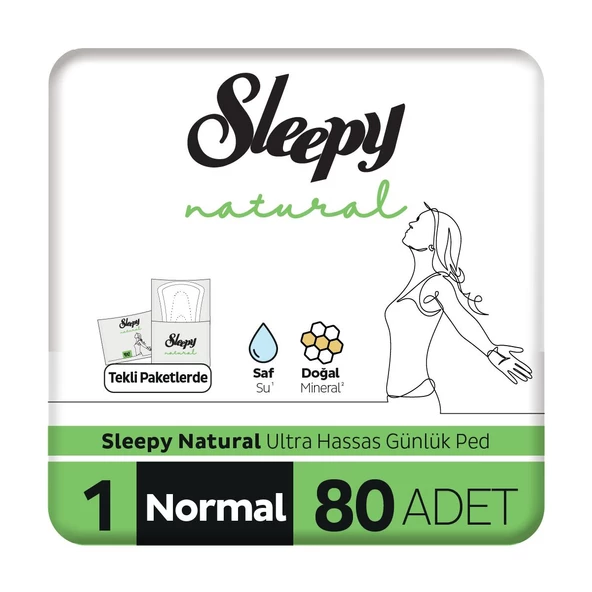 Sleepy Natural Ultra Hassas Günlük Ped Normal 80 Adet Ped ürün görseli 1