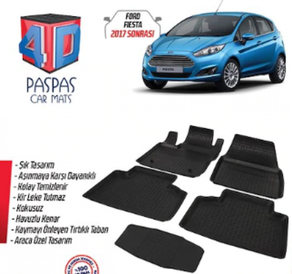 Ford Fiesta 2017 Sonrası 4D Havuzlu Kauçuk Paspas ürün görseli 1