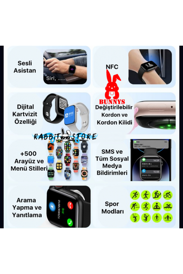 RABBİT STORE Akıllı Saat Wacht 8 Konuşma Özellikli Samsung Galaxy S22 Ultra Uyumlu Smart Watch 8 ürün görseli 1