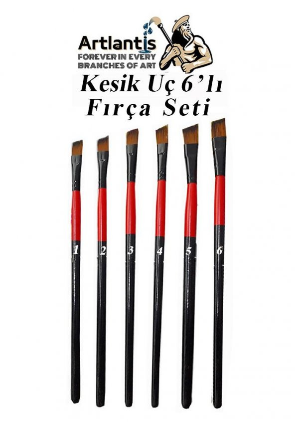 Yan Kesik Uçlu Fırça Seti 6 Lı Resim Fırçası 1 Paket Sentetik Yan Kesik Fırca Seti 1 Paket Sanatsal ürün görseli 1