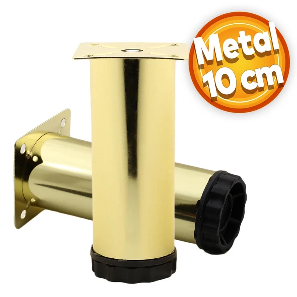 Akça Ayarlanabilir Mobilya Kanepe Koltuk Baza Yükseltme Yükseltici Ayağı Metal Ayakları 10 Cm Gold ürün görseli 1