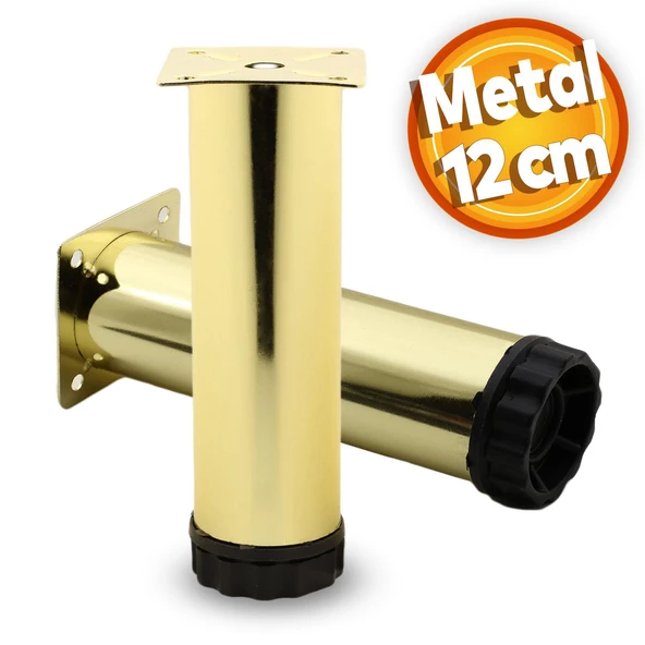 Akça Ayarlanabilir Mobilya Kanepe Koltuk Baza Yükseltme Yükseltici Ayağı Metal Ayakları 12 Cm Gold ürün görseli 1
