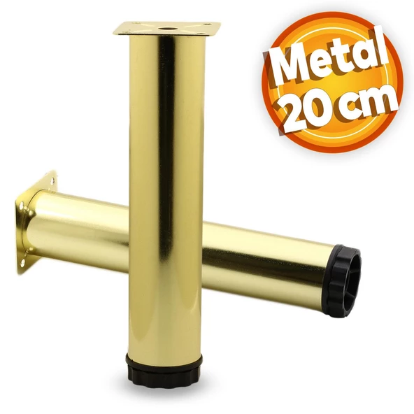 Akça Ayarlanabilir Mobilya Kanepe Koltuk Baza Yükseltme Yükseltici Ayağı Metal Ayakları 20 Cm Gold ürün görseli 1