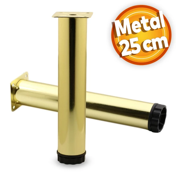 Akça Ayarlanabilir Mobilya Kanepe Koltuk Baza Yükseltme Yükseltici Ayağı Metal Ayakları 25 Cm Gold ürün görseli 1