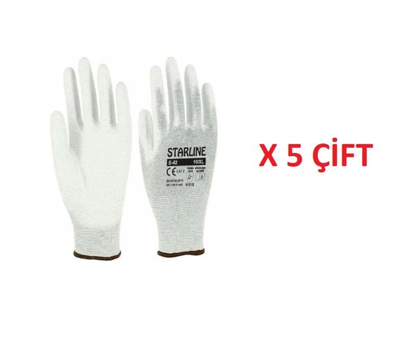 Starline E-42 Antistatik Pu Eldiven Beden 9 Numara X 5 Çift - Resim 2