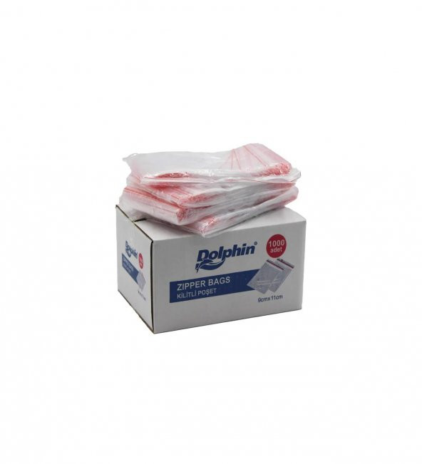 Dolphin Kilitli Şeffaf Buzdolabı Kilitli Saklama Poşeti Torba - 9x11 Cm. - 1000 Adet - Kutu ürün görseli 1