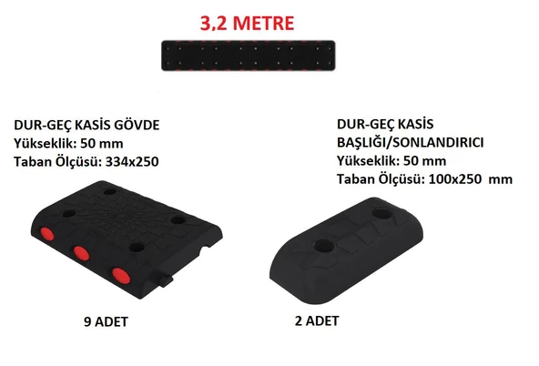 Hız Kesici Kasis Zeplin Marka 9 Adet Kasis Gövde+ 2 Adet Kasis Sonlandırıcı+ Montaj Vidaları ürün görseli 1