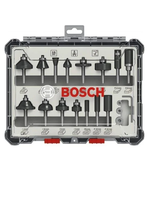 Bosch Pro Freze Seti 15 Parça Karışık 6 mm Şaftlı ürün görseli 1