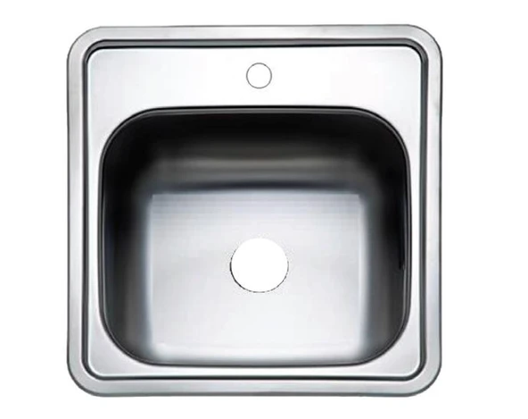 Krom Kare Musluk Delikli Eviye 38x38x15cm ürün görseli 1