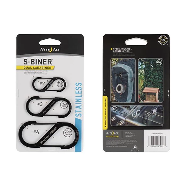 Nite Ize S-Biner Karabina Siyah 3lü paket - Resim 2