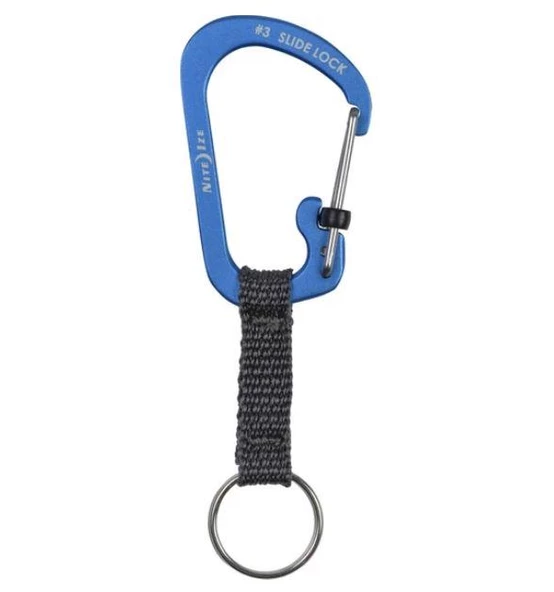 Nite İze Slide Lock Key Ring Alüminyum Karabina  Mavi ürün görseli 1