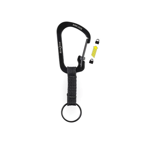 Nite İze Slide Lock Key Ring Anahtarlı Karabina  Siyah ürün görseli 1