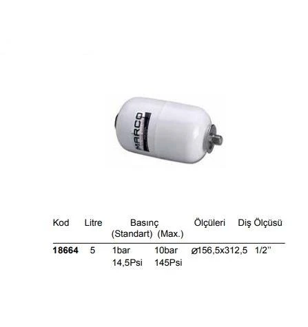 Sealux Beyaz Hidrofor Tankı 5lt - Resim 2