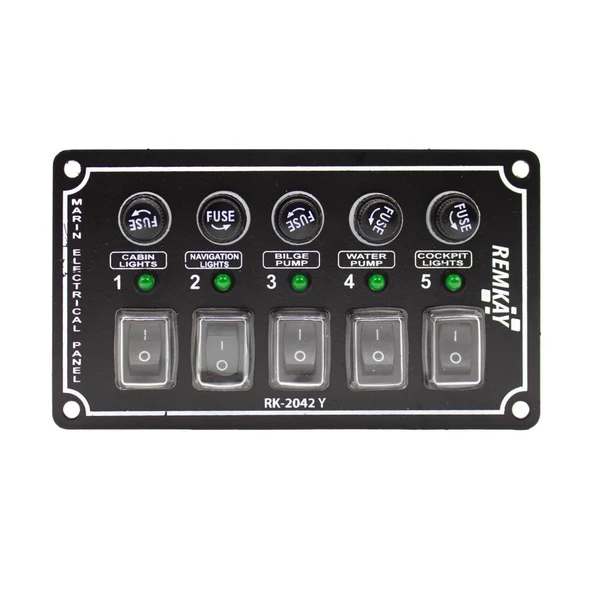 Remkay 12V İzoleli Yatay Switch Panel  10lu - Resim 2