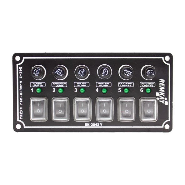 Remkay 12V İzoleli Yatay Switch Panel  8li - Resim 3