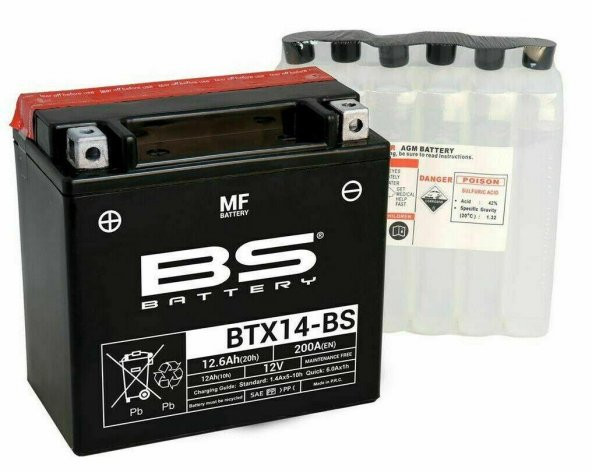 Bs Btx14-Bs 2012-2020 BMW C 650 GT Uyumlu Akü Sulu Akü ürün görseli 1