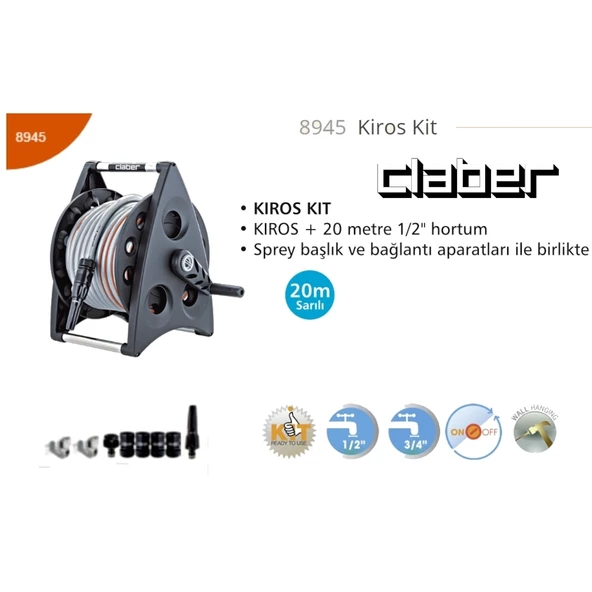 Claber 8945 Kiros Kit Hortum Makarası ürün görseli 1