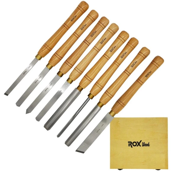 Rox Wood 8 Parça Ahşap Kutulu Torna Kalemi Takımı ürün görseli 1