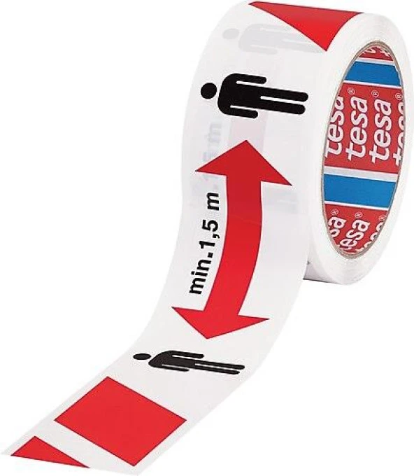 Tesa 58263 Sosyal Mesafe ve Yer İşaretleme İkaz Bandı 50mmx50mt ürün görseli 1
