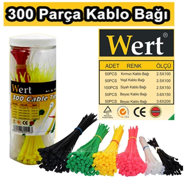 Wert W2430 Kablo Bağı Seti 300 Parça - Resim 2