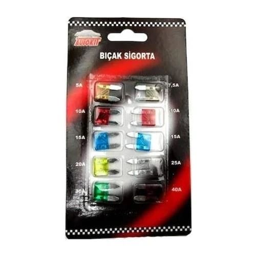 Autokit Mini Bıçak Sigorta Seti 10lu Paket ürün görseli 1