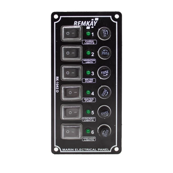 Remkay 12V İzoleli Dikey Switch Panel  6lı - Resim 4