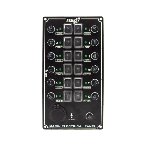 Remkay 12V İzoleli Çakmaklı Switch Panel  12li - Resim 2