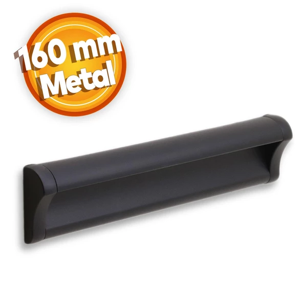 Plus Mobilya Mutfak Dolap Dolabı Kapak Çekmece Kulpu Kulbu (160 MM-16.0 CM) Mat Siyah Metal Kulpları ürün görseli 1