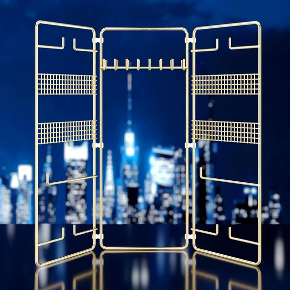 TEKNOTEL TAKI AKSESUAR STANDI DEKORATİF ORGANİZER GOLD EG210 ürün görseli 1