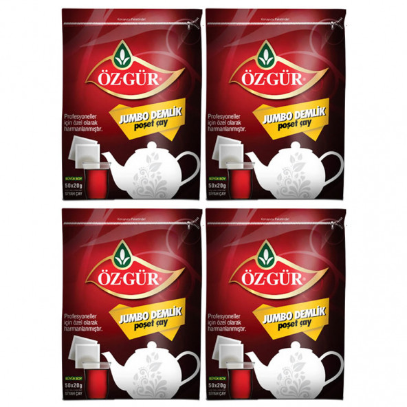 ÖZ-GÜR Jumbo Demlik Poşet Çay 20 Gr 50'li 4 Adet ürün görseli 1