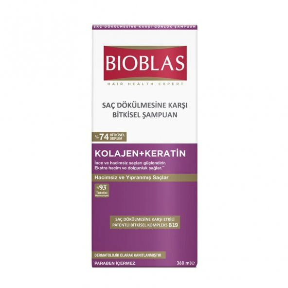 Bioblas Kolajen Keratin Saç Dökülmesine Karşı Bitkisel Şampuan 360x4 1440 ml ürün görseli 1