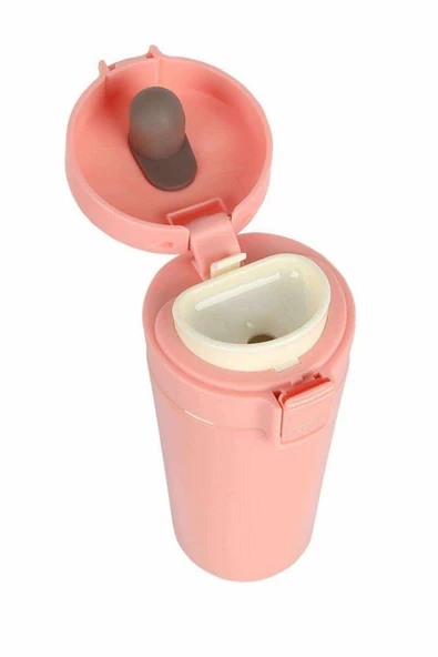 Kaliteli Paslanmaz Çelik Çift Katman Katman Kahve Fincanı Araç 380 ml Termos Bardak Pembe ürün görseli 1