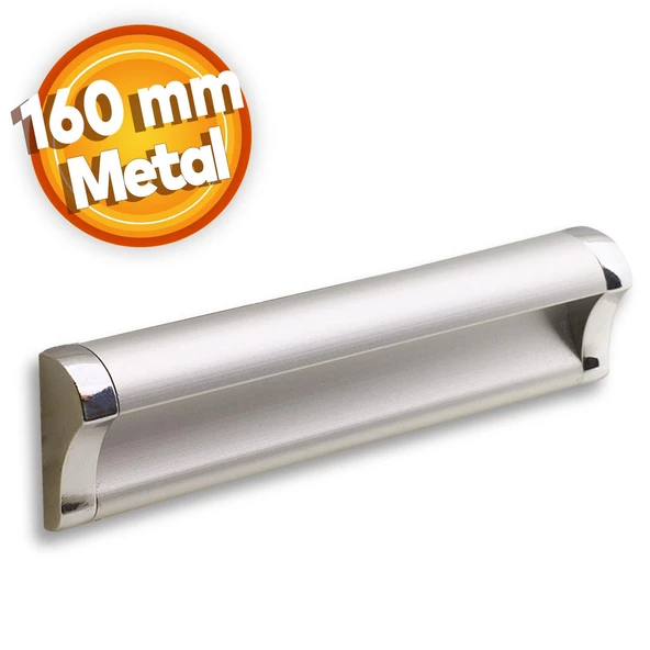 Plus Mobilya Mutfak Dolap Dolabı Kapak Çekmece Kulpu Kulbu (160 MM-16.0 CM) Mat Krom Metal Kulpları ürün görseli 1