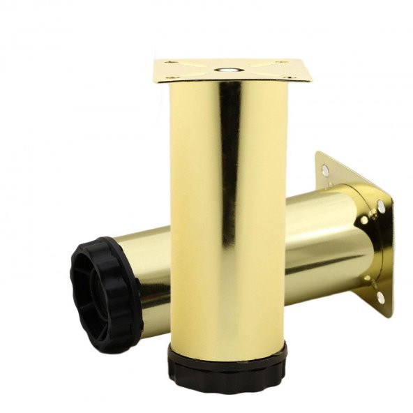 Mobilya Kanepe Sehpa TV Ünitesi Koltuk Ayağı Ayarlanabilir 10 cm Gold Altın Metal Baza Ayak ürün görseli 1