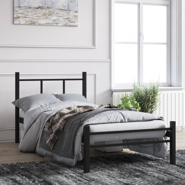 Mobpazar Metal Karyola, Defne Metal Karyola 90x190 cm Siyah Renk ürün görseli 1