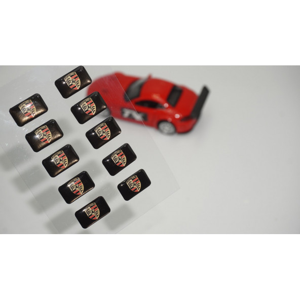 Porsche Logo 3D Cam Açma Torpido Konsol Ayna Çıkartma Seti ürün görseli 1