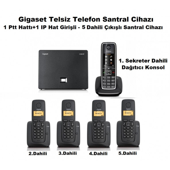 Gigaset C530 IP 5 Dahili Dect Telsiz Kablosuz Telefon Santrali ürün görseli 1