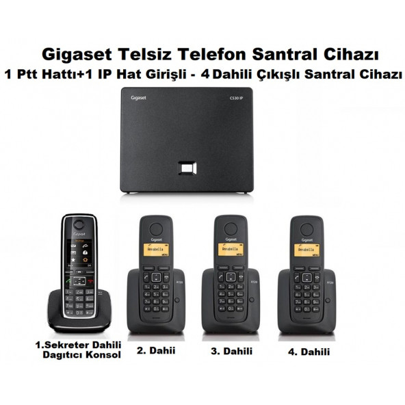 Gigaset C530 IP 4 Dahili Dect Telsiz Kablosuz Telefon Santrali ürün görseli 1