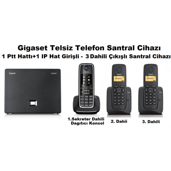 Gigaset C530 IP 3 Dahili Dect Telsiz Kablosuz Telefon Santrali ürün görseli 1