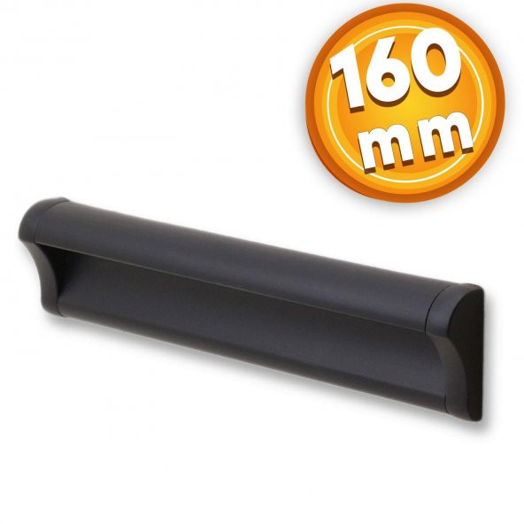 Mobilya Dolap Kapak Çekmece Kulpu Kulbu 160 mm Mat Siyah Metal Kulp ürün görseli 1