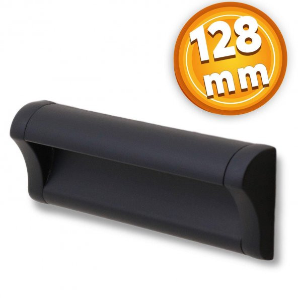 Mobilya Dolap Kapak Çekmece Kulpu Kulbu 128 mm Mat Siyah Metal Kulp ürün görseli 1
