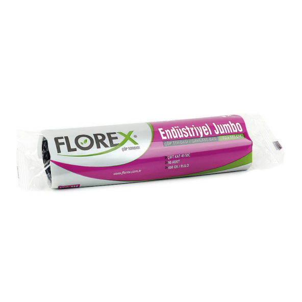 Florex Endüstriyel Jumbo Boy Çöp Torbası 80x110 Cm 10lu Rulo Siyah 10 Rulo (100 Adet) ürün görseli 1