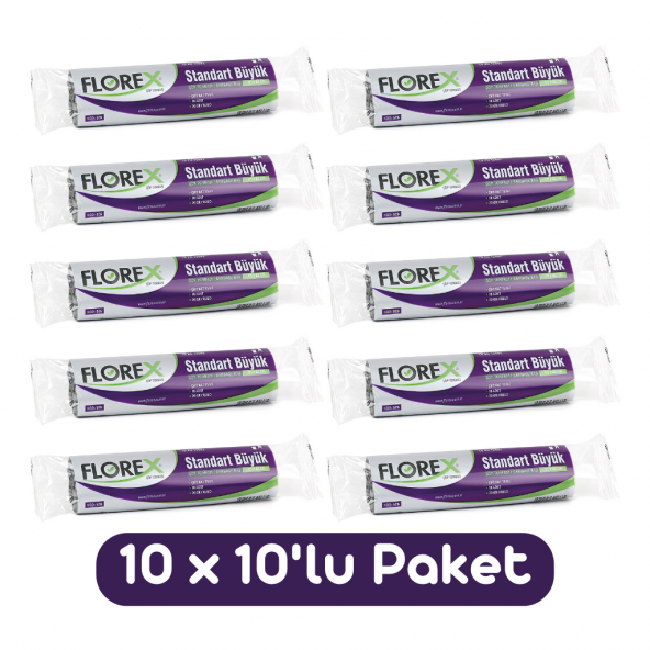 Florex Standart Büyük Boy Çöp Torbası 65x80 Cm 10lu Rulo Siyah 10 Rulo (100 Adet) ürün görseli 1
