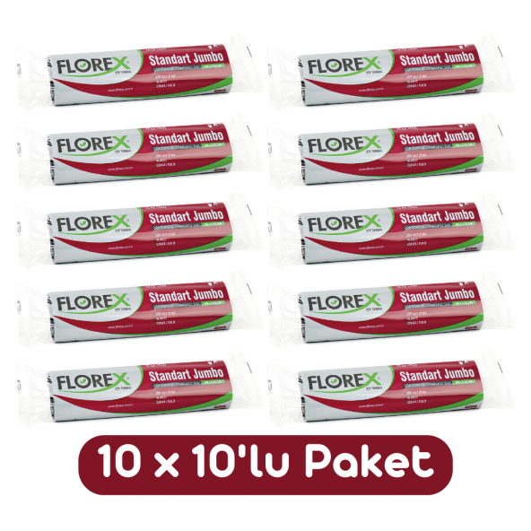 Florex Standart Jumbo Boy Çöp Torbası 80x110 Cm 10lu Rulo Siyah 10 Rulo (100 Adet) ürün görseli 1