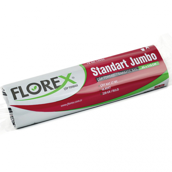 Florex Standart Jumbo Boy Çöp Torbası 80x110 Cm 10lu Rulo Siyah 20 Rulo (200 Adet 1 Koli) ürün görseli 1