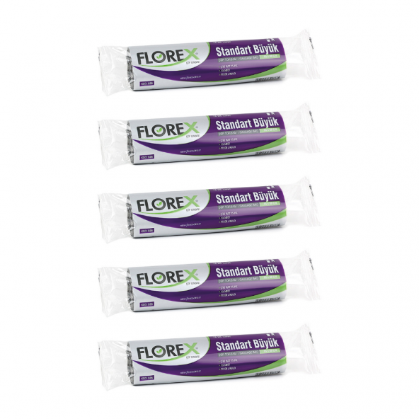 Florex Standart Büyük Boy Çöp Torbası 65x80 Cm 10lu Rulo Siyah 5 Rulo (50 Adet) ürün görseli 1