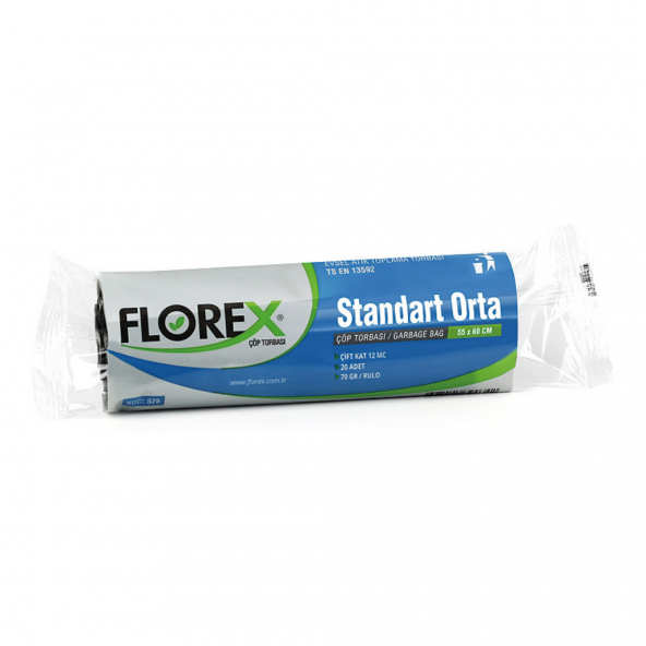 Florex Standart Orta Boy Çöp Torbası 55x60 Cm 20li Rulo Siyah ürün görseli 1